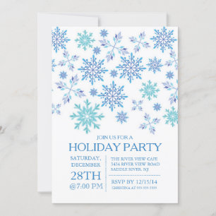 Moderne Winter Blue Snowflakes Urlaubsparty Einladung
