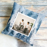 Moderne Winter Blue Trees & Foto Kissen<br><div class="desc">Moderne Winter Blue Trees & Foto</div>