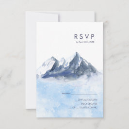 Moderne Winter-Gebirgs-Hochzeit RSVP Karte