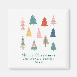 Moderne Winter Grüne Weihnachtsbaumen Urlaub Magnet