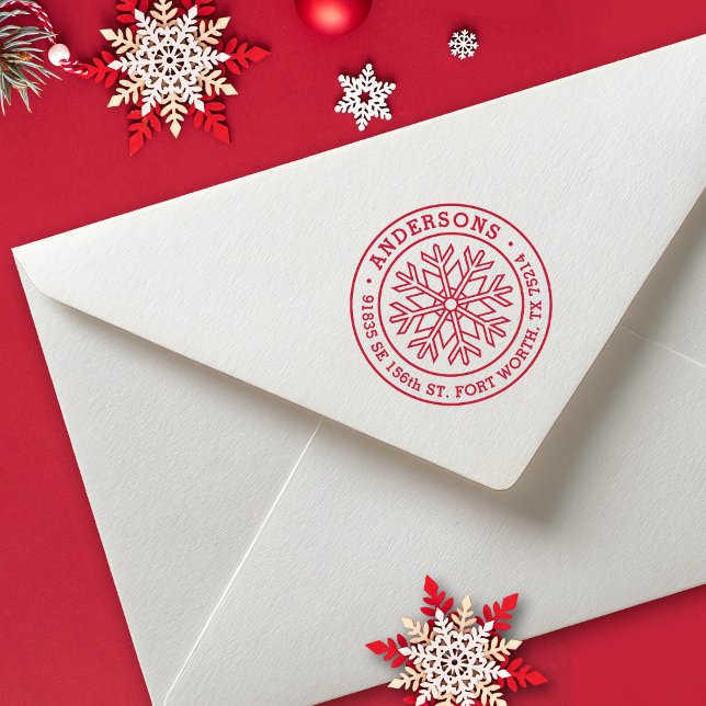 Moderne Winter-Schneeflocke Rücksendeadresse Gummistempel (a simple modern snowflake return address label stamp. Great for all of your Christmas mail.)