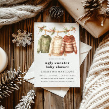 Moderne Winter Ugly Sweater Baby Dusche Einladung