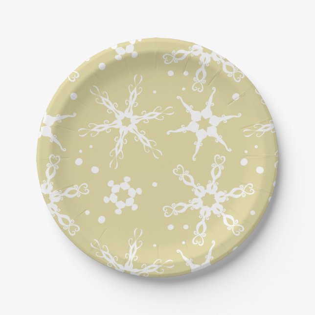 Moderne Winterferienplatte Snowflake Pappteller (Vorderseite)