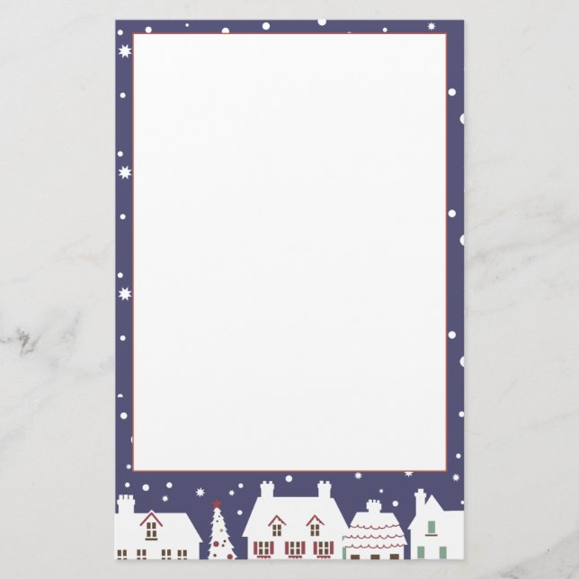 Moderne Winterhäuser Weihnachtsschnee Briefpapier (Vorderseite)