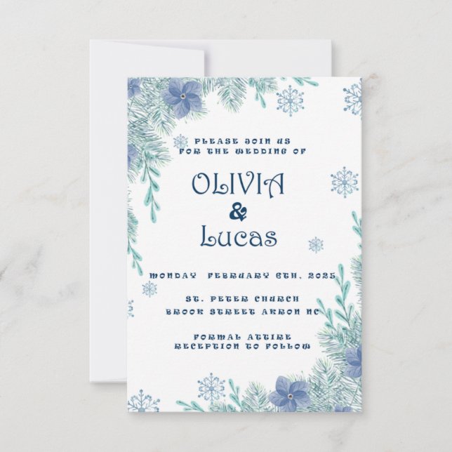 Moderne Winterhochzeiten RSVP Karte (Vorderseite)