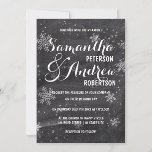 Moderne Winterschneeflocken Hochzeit Einladung