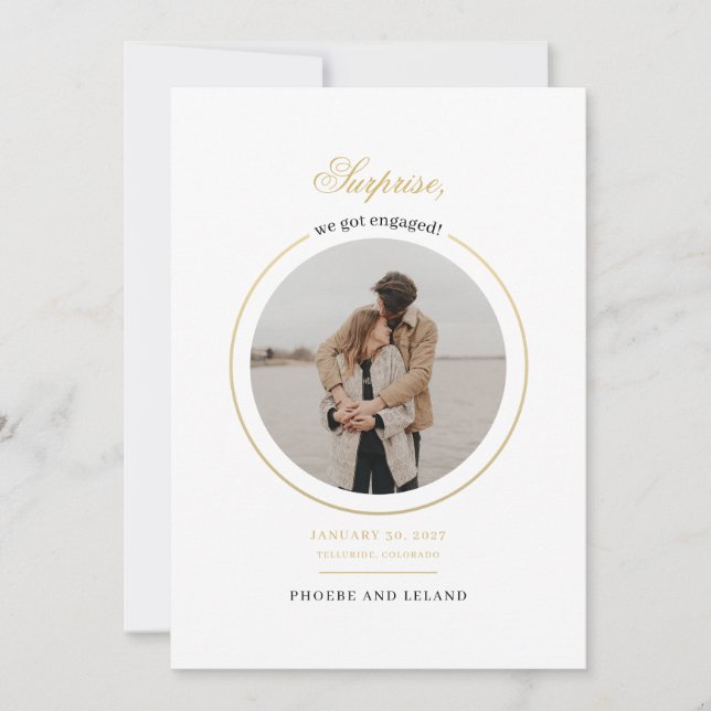 Moderne wir haben eine Verlobte Foto-Engagement-Pa Einladung (Vorderseite)