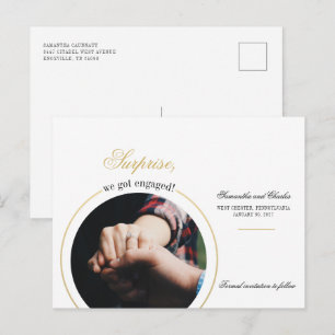 Moderne wir haben eine Verlobte Foto-Engagement-Pa Einladungspostkarte