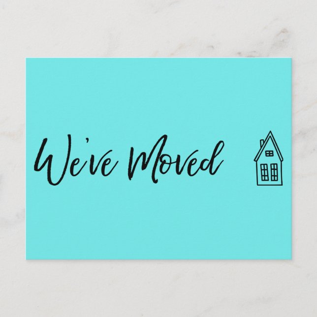 Moderne wir haben Kleines Haus Gezeichnet Aqua Postkarte (Vorderseite)
