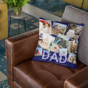 Moderne 'Wir lieben dich' Foto-Collage Papa Kissen
