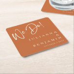 Moderne wir machen elegante, maßgeschneiderte Hoch Rechteckiger Pappuntersetzer<br><div class="desc">Moderne tun wir elegante,  kundenspezifische Burnt Orange Wedding Square Paper Untersetzer</div>