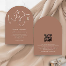 Moderne wir schreiben Soft Brown QR Code Hochzeit