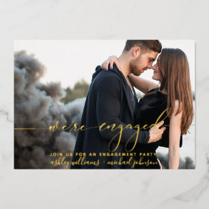 Moderne Wir sind eine Verlobte Foto-Engagement-Par Folieneinladung