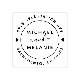 Moderne Wirbel Hochzeitsrunde Rücksendeadresse Gummistempel