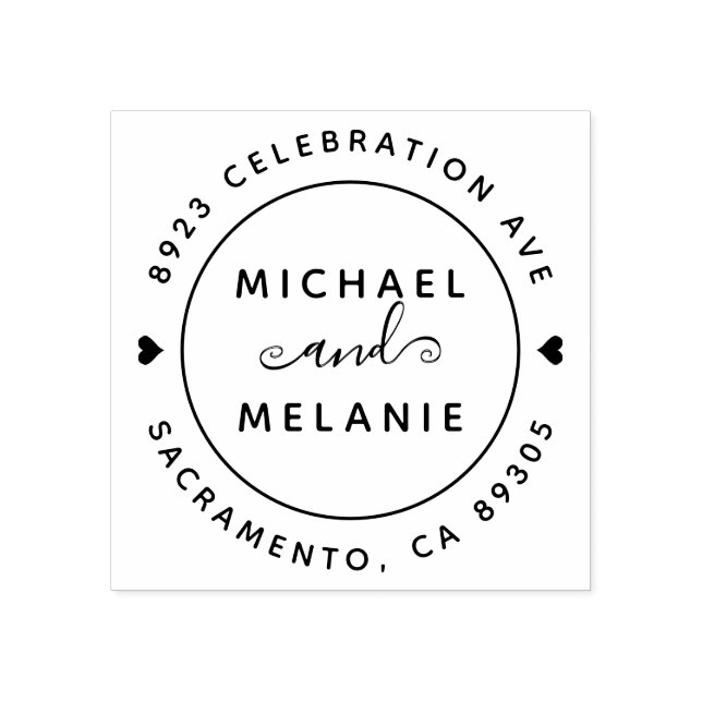 Moderne Wirbel Hochzeitsrunde Rücksendeadresse Gummistempel (Prägung)