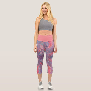 Moderne Wirbel mit lila Rosa Capri Leggings