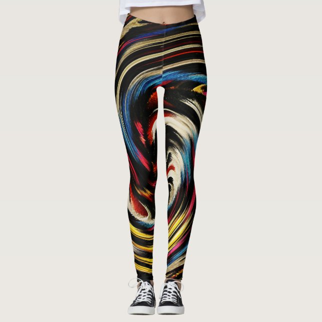 Moderne, wirbelnde Abstrakte Kunst Leggings (Vorderseite)