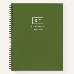 Moderne wöchentliche monatliche dunkel olivgrüne M Notizbuch