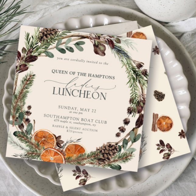 Moderne Wohltätigkeit Mittagessen Rustikale Orange Einladung (Ladies Luncheon Invitation!)
