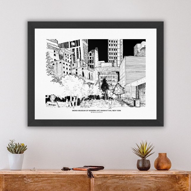 Moderne Wohngestaltung NYC Travel Sketch Wallfahrt Poster (New York City MoMA Museum Skyline Travel Sketch Poster)