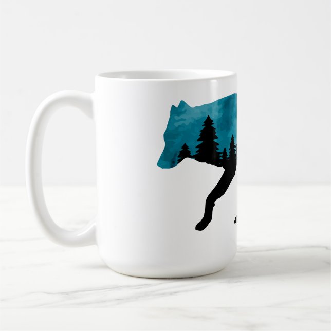 Moderne Wolfssilhouette Kaffeetasse (Links)