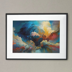 Moderne Wolken Abstrakte Kunst Red Blue Bold Farbe Poster