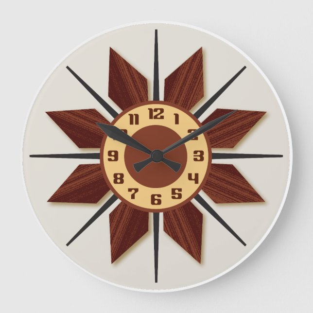 Moderne "Wood-Look"-Struktur der Wall-Uhr Mitte de Große Wanduhr (Vorderseite)