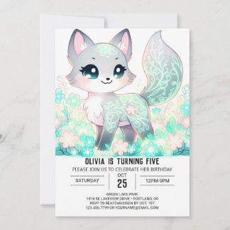 Moderne Woods Fox Digital Geburtstag Einladung