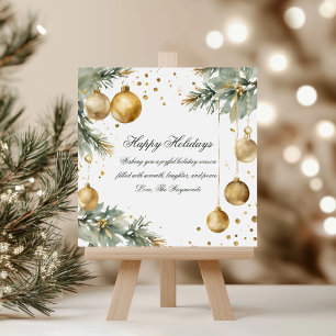 Moderne Wreath Green und Gold Happy Holidays Feiertagskarte