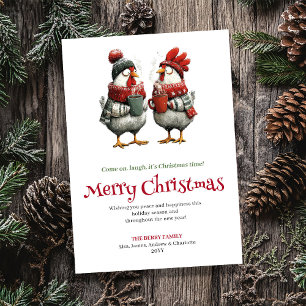 Moderne wunderliche Hühner Weihnachtsgrußkarte Feiertagskarte