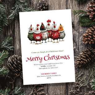 Moderne wunderliche Hühner Weihnachtsgrußkarte Feiertagskarte