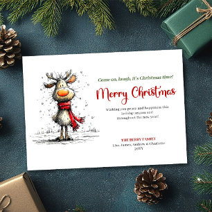 Moderne wunderliche Rentiere Weihnachtsgrußkarte Feiertagskarte