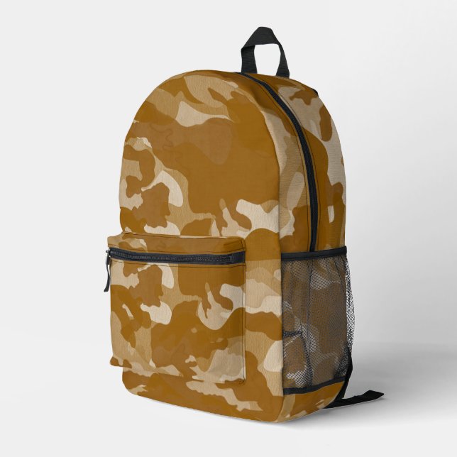 Moderne Wüsten-Erdtön-Tarnmuster Bedruckter Rucksack (Rückseitige Ecke Rechts)