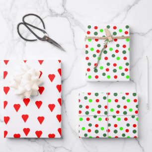 Moderne Xmas Red Green Dots hören Weihnachten Geschenkpapier Set