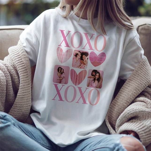 Moderne XOXO Rosa Herzen und FotoCollage Tri-Blend Shirt (Von Creator hochgeladen)