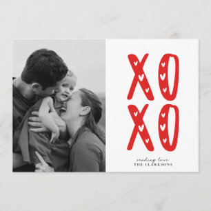 Moderne XOXO rote Valentinstag-Fotokarte Einladung