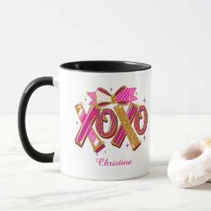 Moderne XOXO Valentinstag benutzerdefinierter Name Tasse