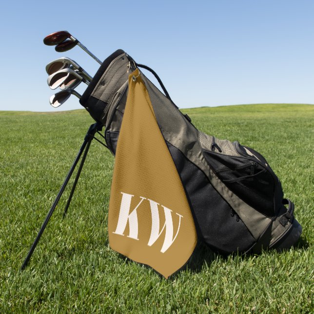 Moderne Yellow Monogram Initials Personalisiert Golfhandtuch (Gras)
