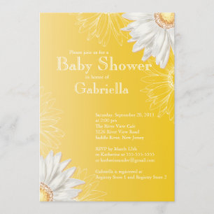 Moderne Yellow & White Gerbera Daisy Baby Dusche Einladung