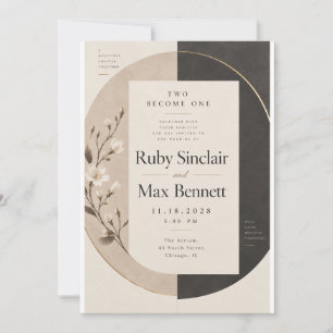 Moderne Yin Yang Magnolie Hochzeitseinladung Einladung