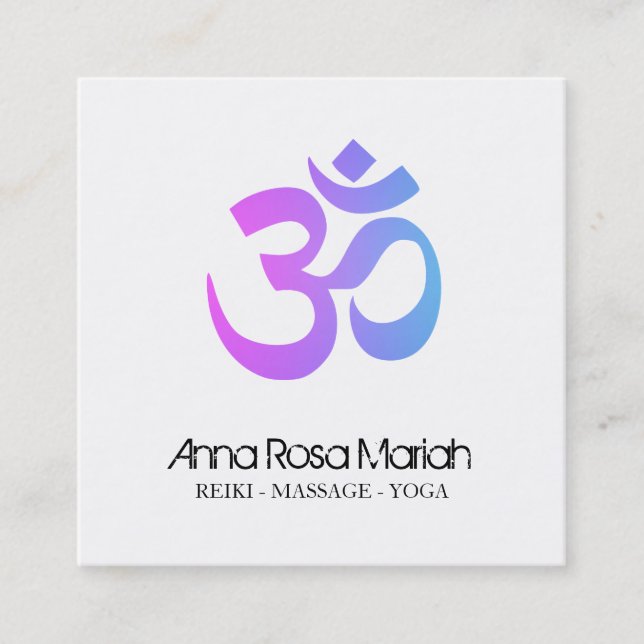 *~* Moderne Yoga Energy Healer Om Om Symbol Quadratische Visitenkarte (Vorderseite)
