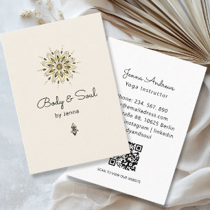 Moderne Yoga Massage Wellness QR Code Business Car Visitenkarte