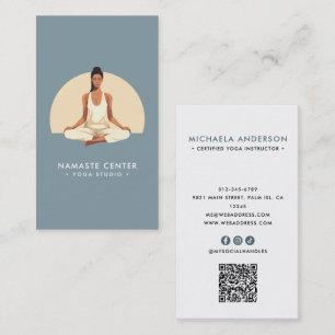 Moderne Yoga/Mindfulness-Lotuspose-Socials QR-Code Visitenkarte