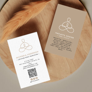 Moderne Yoga/Wellness Lotus-Pose-Socials QR-Code Visitenkarte