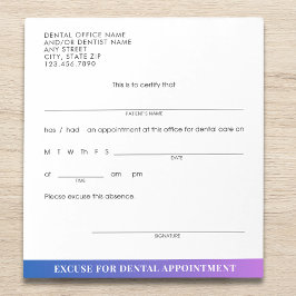 Moderne Zahnarzternennung Entschuldigung Custom Sl Notizblock