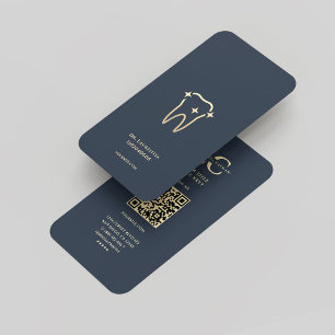Moderne Zahnärztin Dental Tech Monogram Dark Blue Visitenkarte