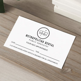 Moderne Zahnärztin zisst Schwarzes Logo Ernennung Visitenkarte