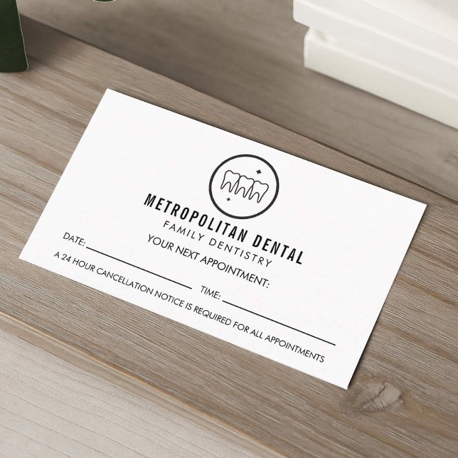 Moderne Zahnärztin zisst Schwarzes Logo Ernennung Visitenkarte (Von Creator hochgeladen)