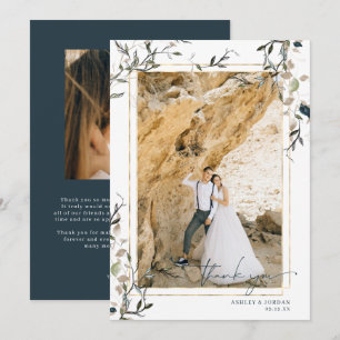 Moderne, zarte Frühjahrsgrüne Hochzeit Dankeskarte