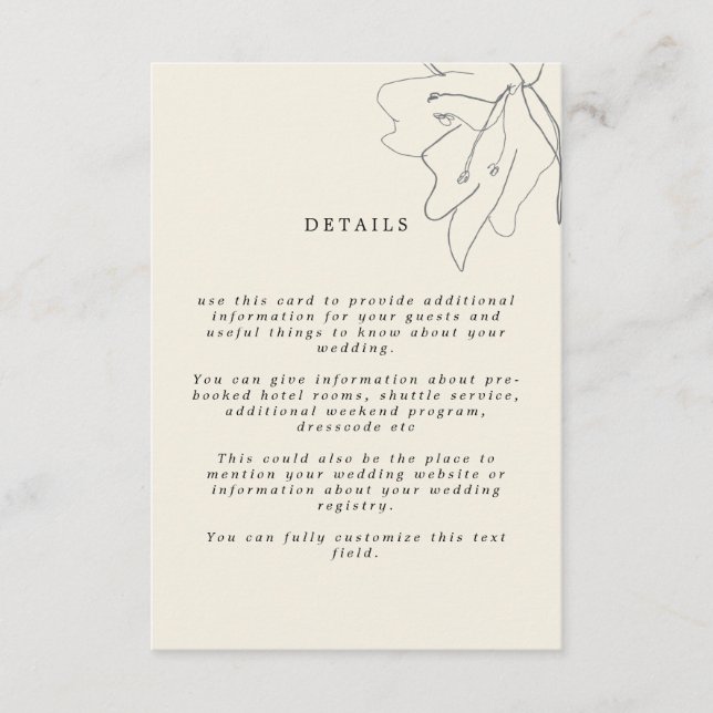 Moderne zarte, weiche Eggshell Floral Begleitkarte (Vorderseite)